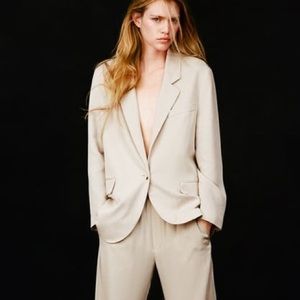 Zara Flowy Oversized Blazer (Beige)